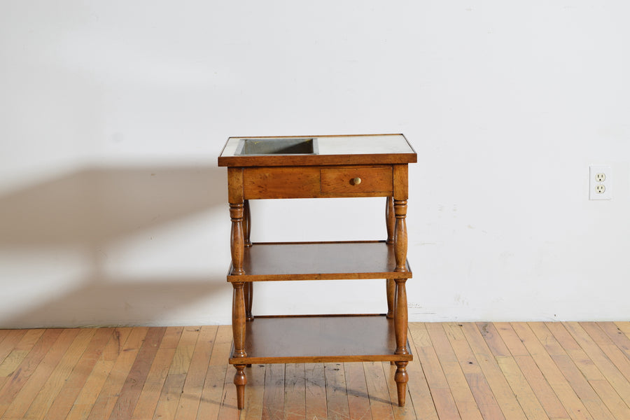 Walnut, Marble, and Zinc Table de Rafraichissoir