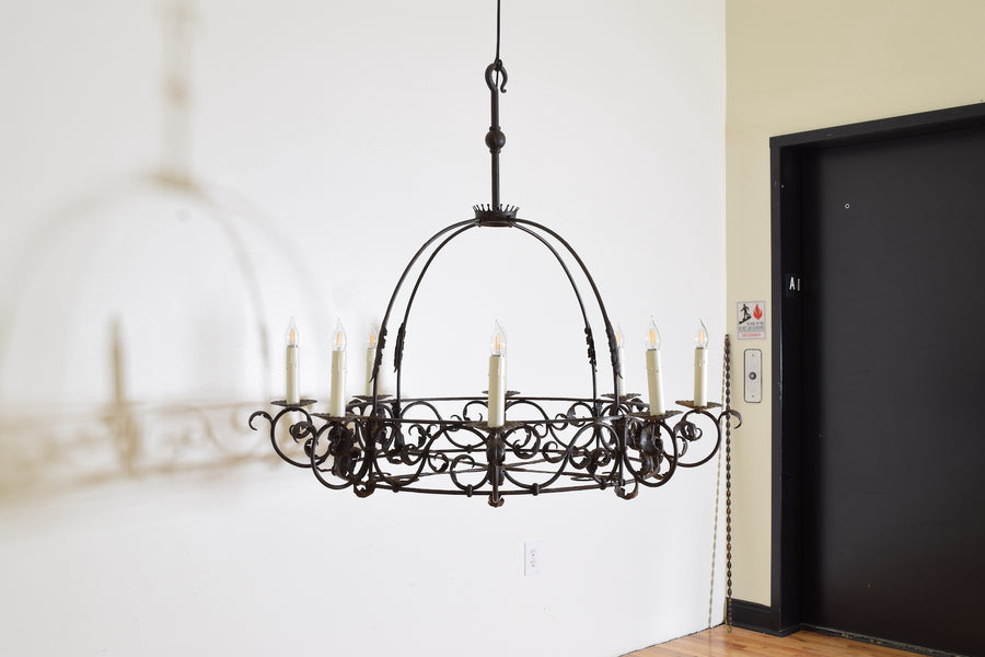 Wrought Iron 8-Light Dome-Form Chandelier