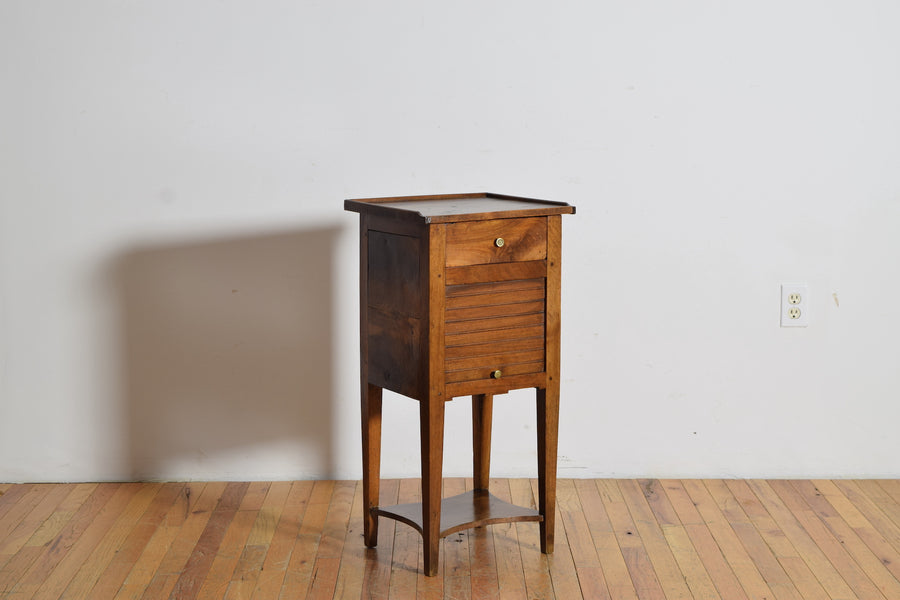 Walnut 1-Drawer Tambour-Front Nightstand