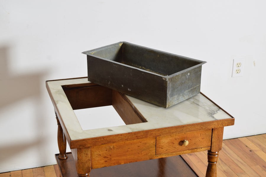 Walnut, Marble, and Zinc Table de Rafraichissoir