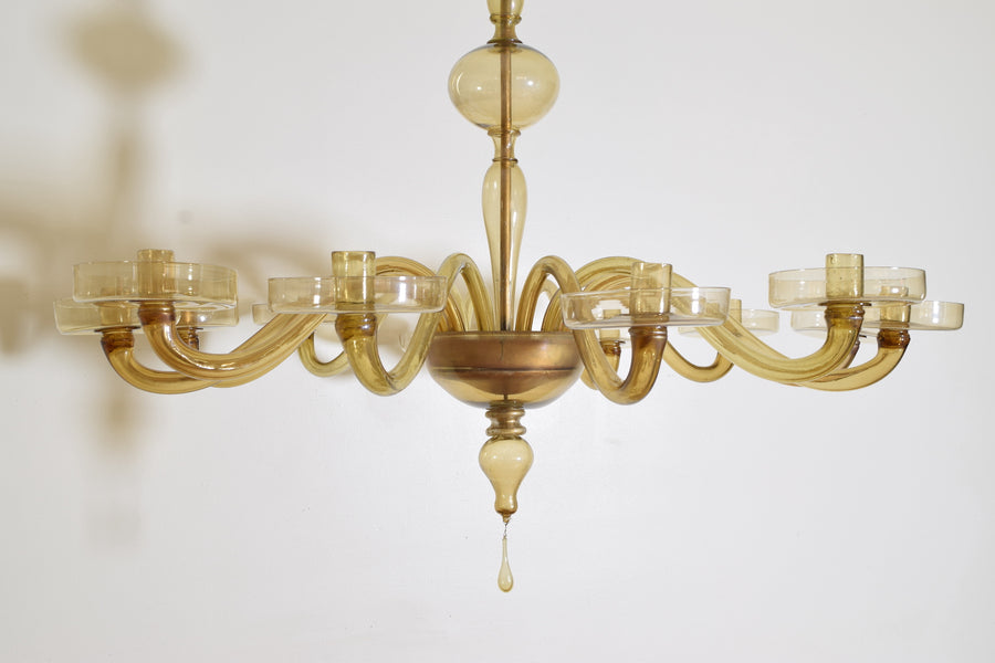 Large Murano Glass 12-Light Chandelier