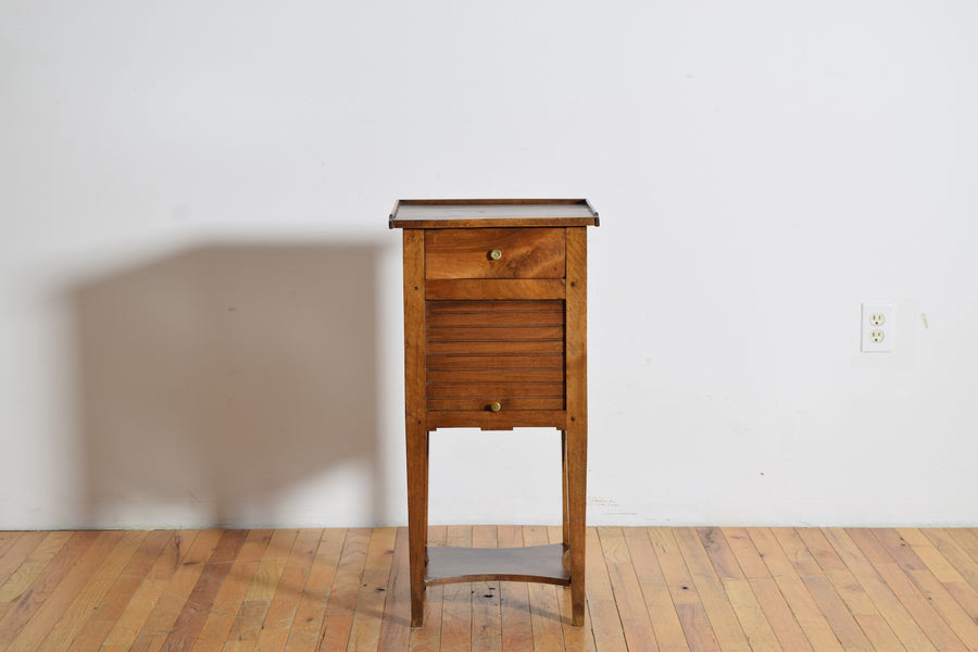 Walnut 1-Drawer Tambour-Front Nightstand