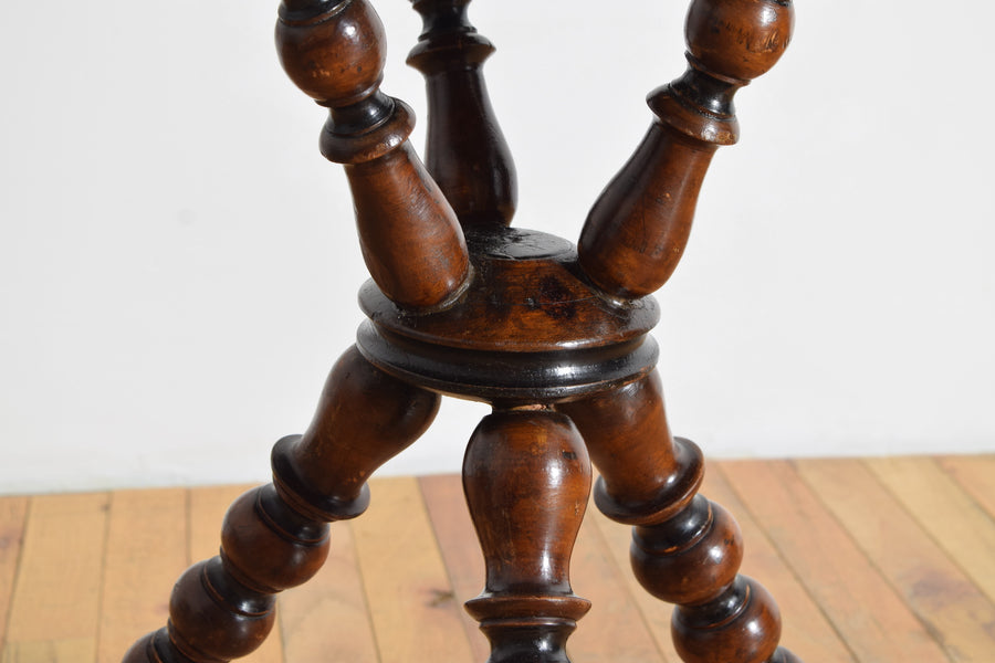 Turned Mahogany Leather-Top Table