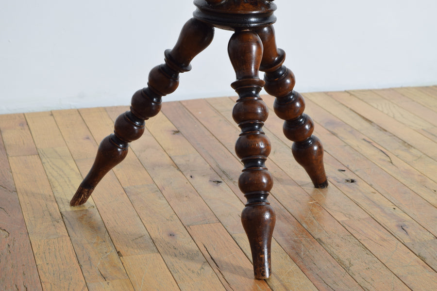 Turned Mahogany Leather-Top Table