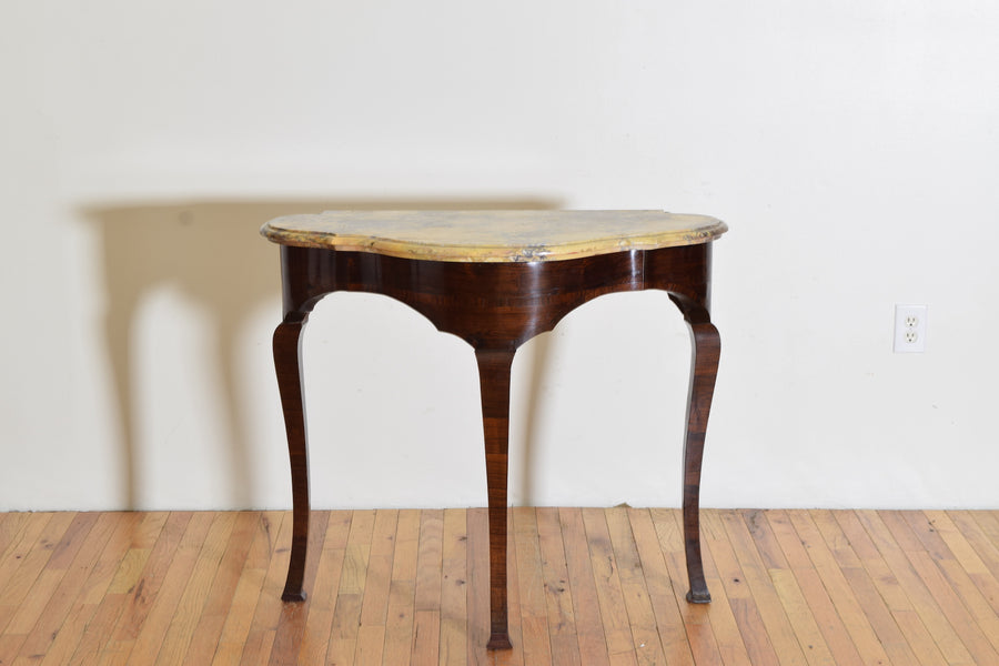 Pair of Rosewood and Marble-Top Console Tables
