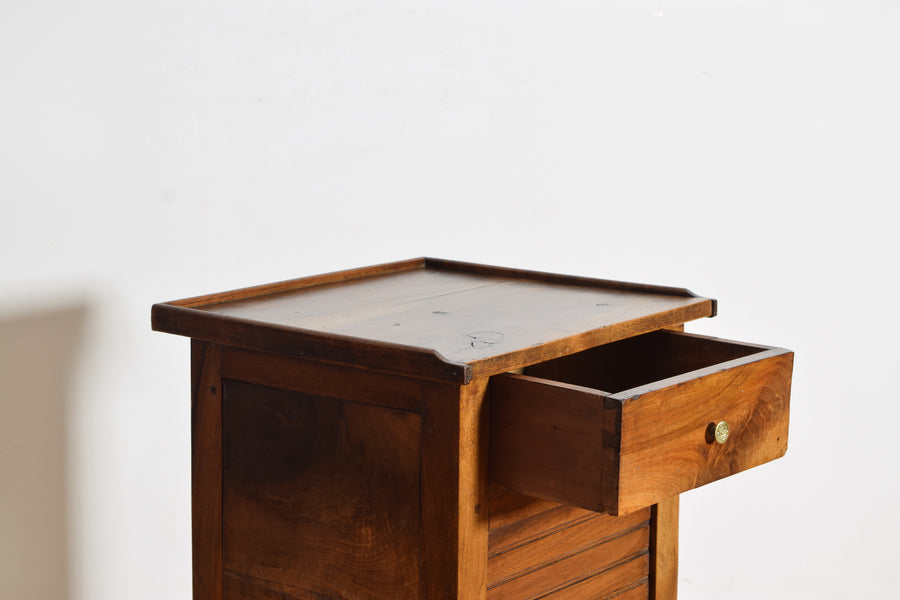 Walnut 1-Drawer Tambour-Front Nightstand