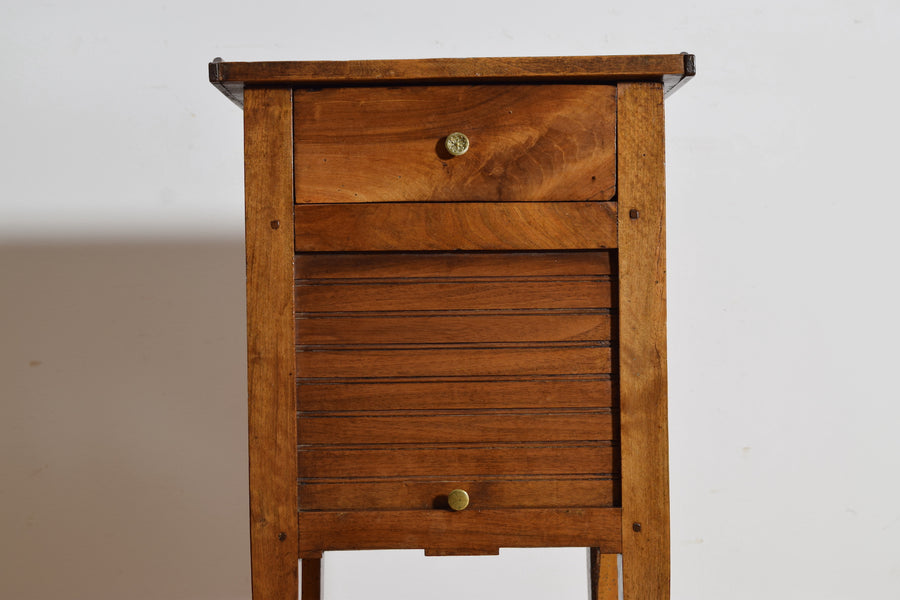 Walnut 1-Drawer Tambour-Front Nightstand