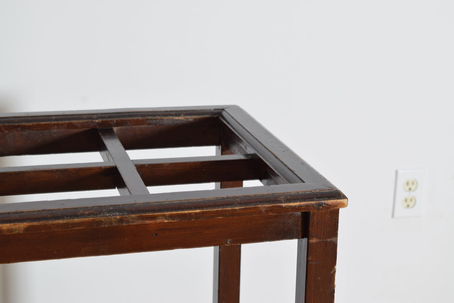 Large Mahogany Umbrella Stand with Zinc Base