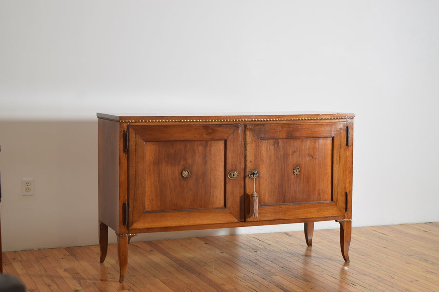 Pair of Walnut and Giltwood 2-Door Credenzas