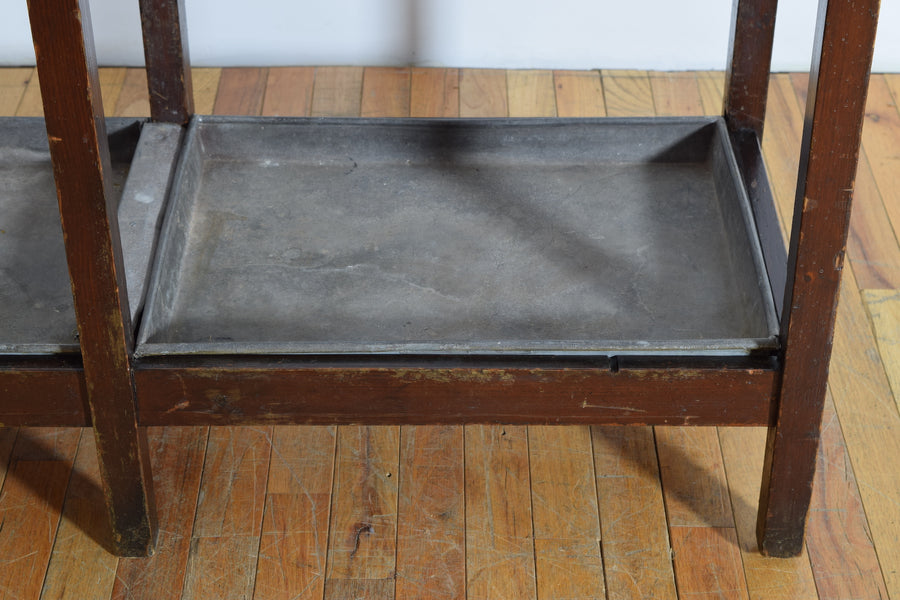 Large Mahogany Umbrella Stand with Zinc Base