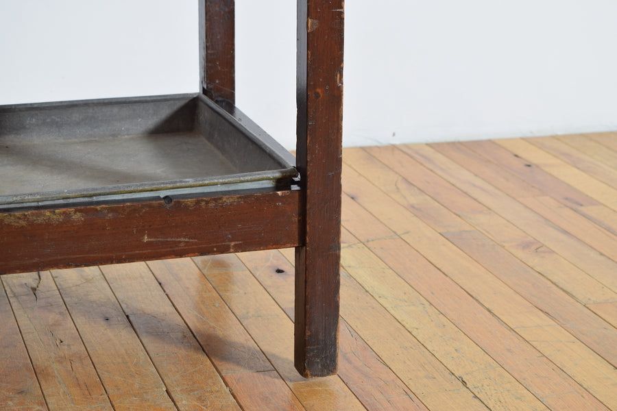 Large Mahogany Umbrella Stand with Zinc Base