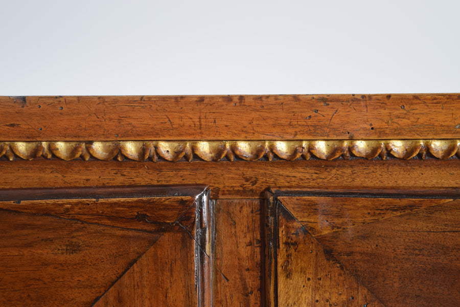 Pair of Walnut and Giltwood 2-Door Credenzas