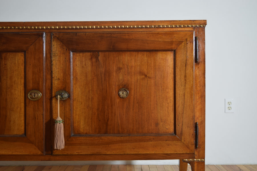 Pair of Walnut and Giltwood 2-Door Credenzas