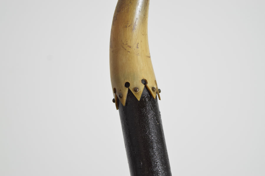 Horn, Brass, Velvet, and Ebonized Wood Easel