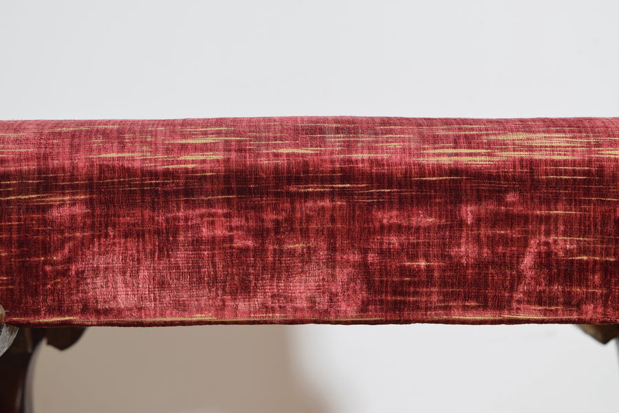 Carved Mahogany and Upholstered Bench