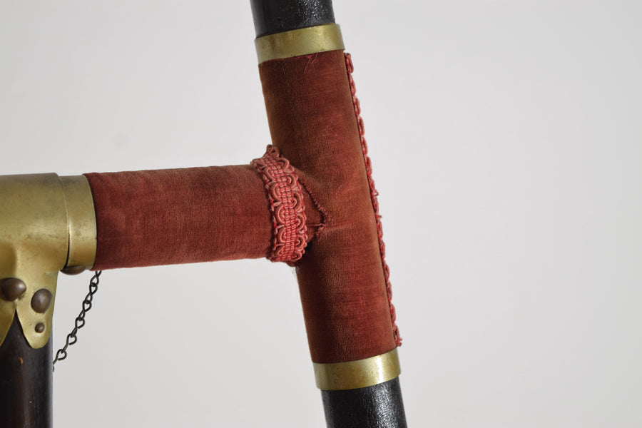 Horn, Brass, Velvet, and Ebonized Wood Easel
