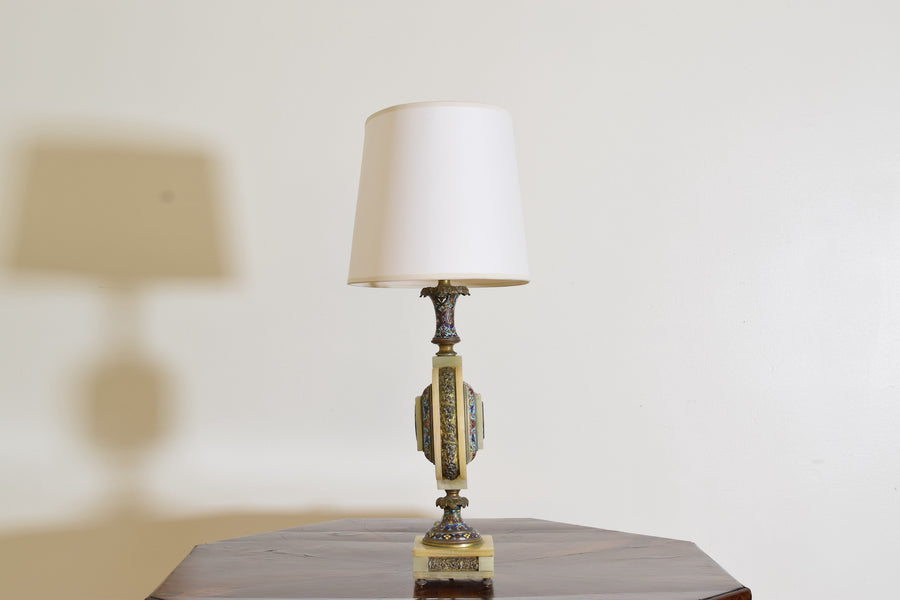 Onyx and Cloisonné Enamel Table Lamp