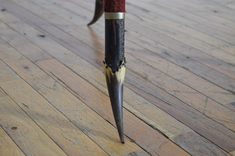 Horn, Brass, Velvet, and Ebonized Wood Easel