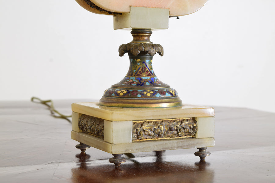 Onyx and Cloisonné Enamel Table Lamp