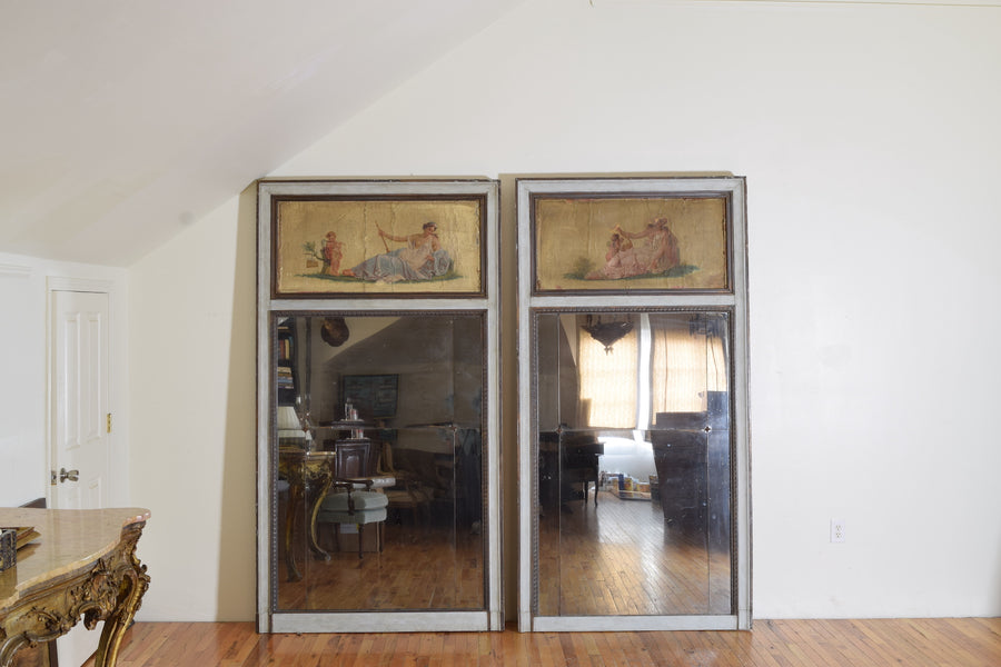 Pair of Painted Trumeau Mirrors