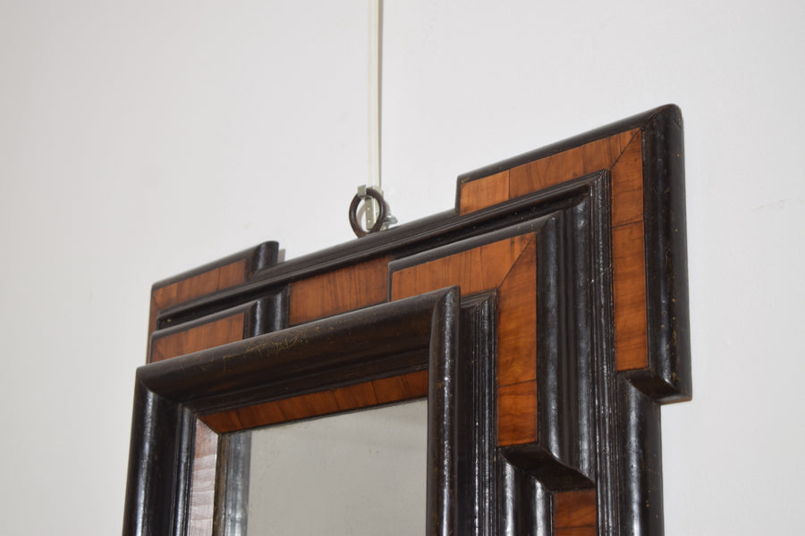 Walnut and Ebonized Wall Mirror
