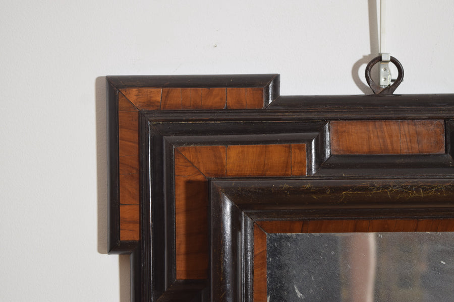 Walnut and Ebonized Wall Mirror