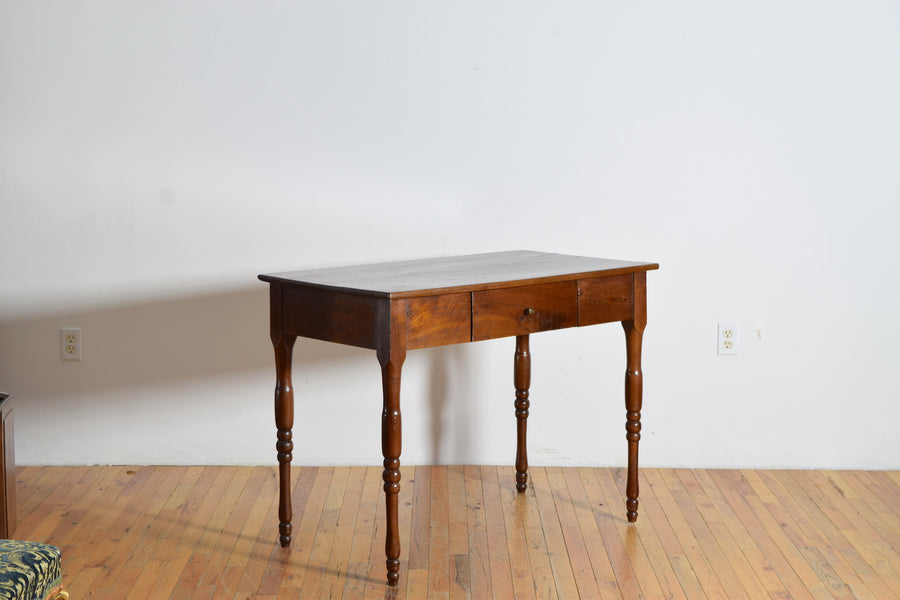 Turned Walnut 1-Drawer Table