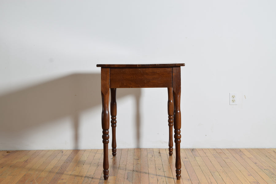 Turned Walnut 1-Drawer Table