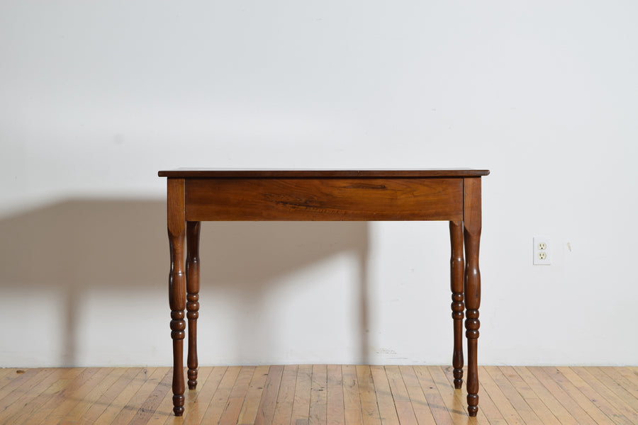 Turned Walnut 1-Drawer Table