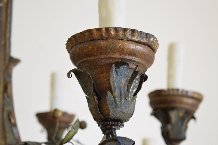 Painted Wood and Papier Mache 12-light Chandelier