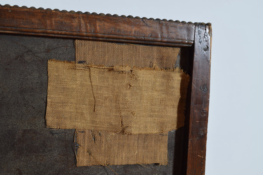 Walnut and Leather Upholstered Poltrona