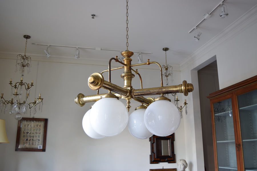 Brass and Glass 4-Light Parlor Chandelier