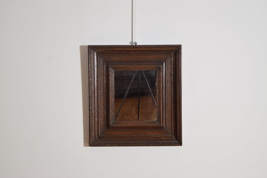 Guilloche Carved Walnut Mirror