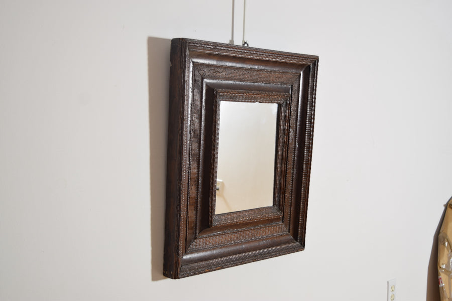 Guilloche Carved Walnut Mirror