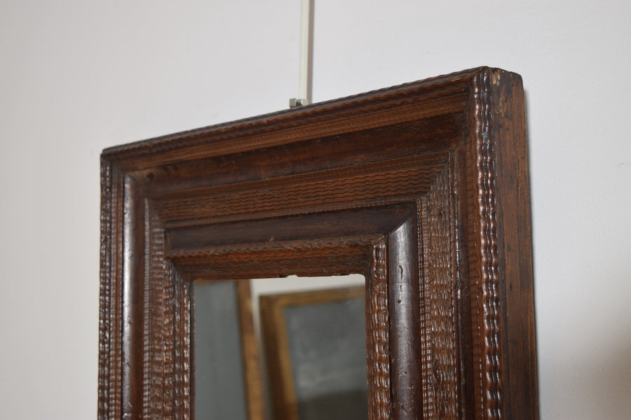 Guilloche Carved Walnut Mirror