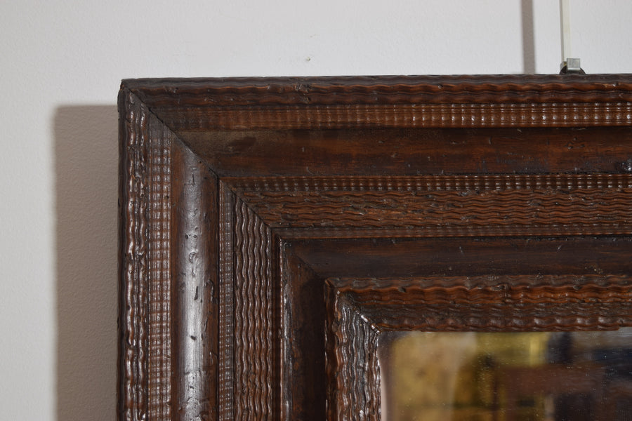 Guilloche Carved Walnut Mirror