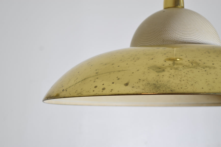 Pair of Large Brass and Painted Metal Pendant Lights