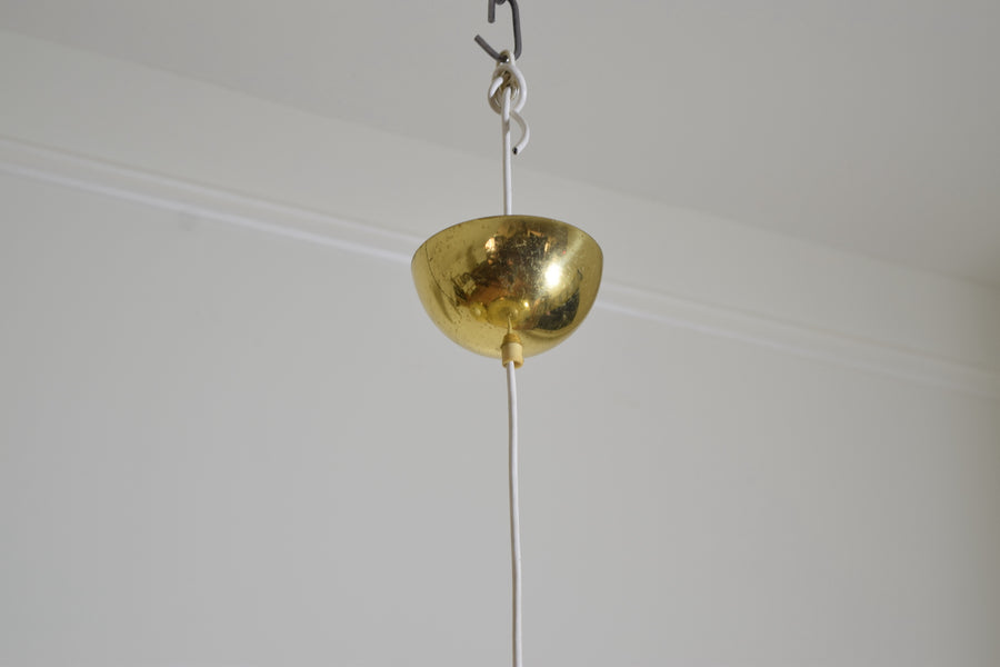 Pair of Large Brass and Painted Metal Pendant Lights