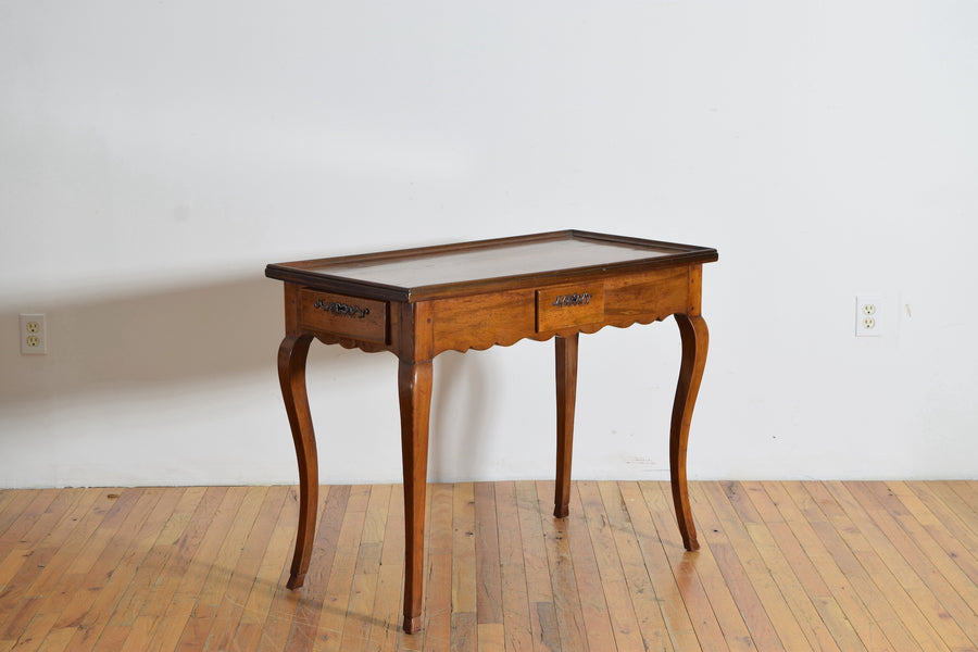 Shaped Walnut 3-Drawer Table