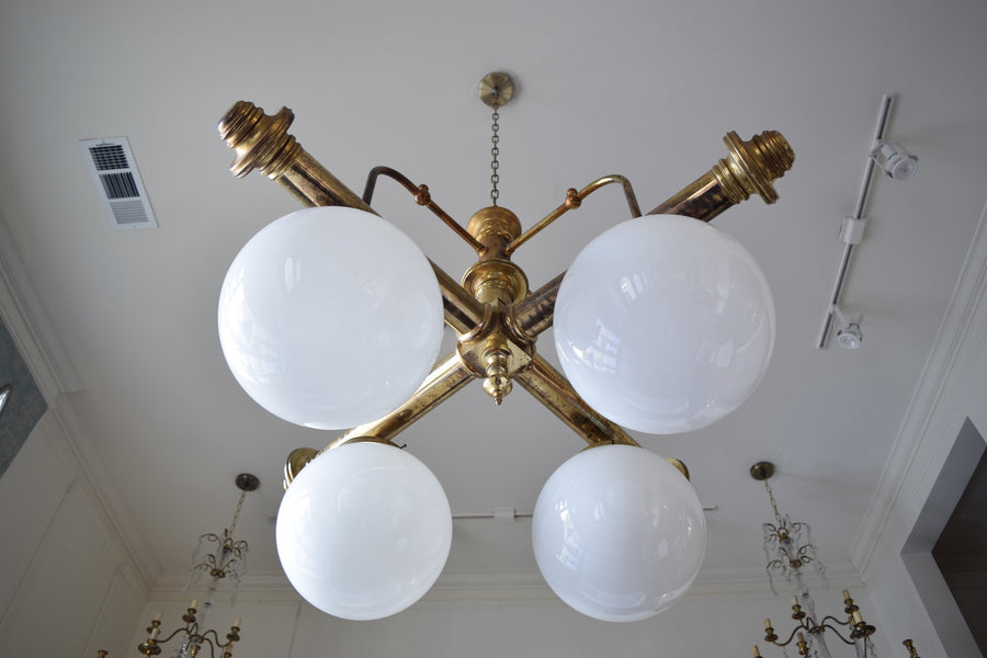 Brass and Glass 4-Light Parlor Chandelier