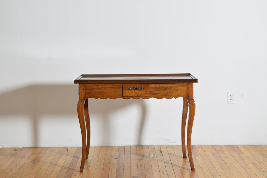 Shaped Walnut 3-Drawer Table