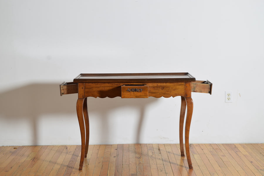 Shaped Walnut 3-Drawer Table