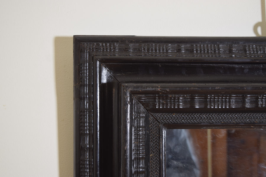 Guilloche Carved and Ebonized Mirror