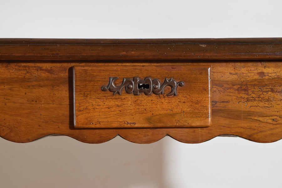 Shaped Walnut 3-Drawer Table