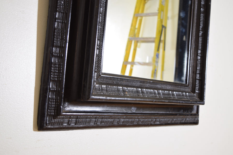 Guilloche Carved and Ebonized Mirror