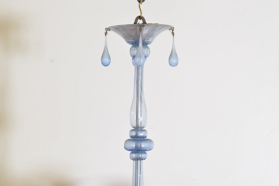 Murano Blue Glass 6-Light Chandelier