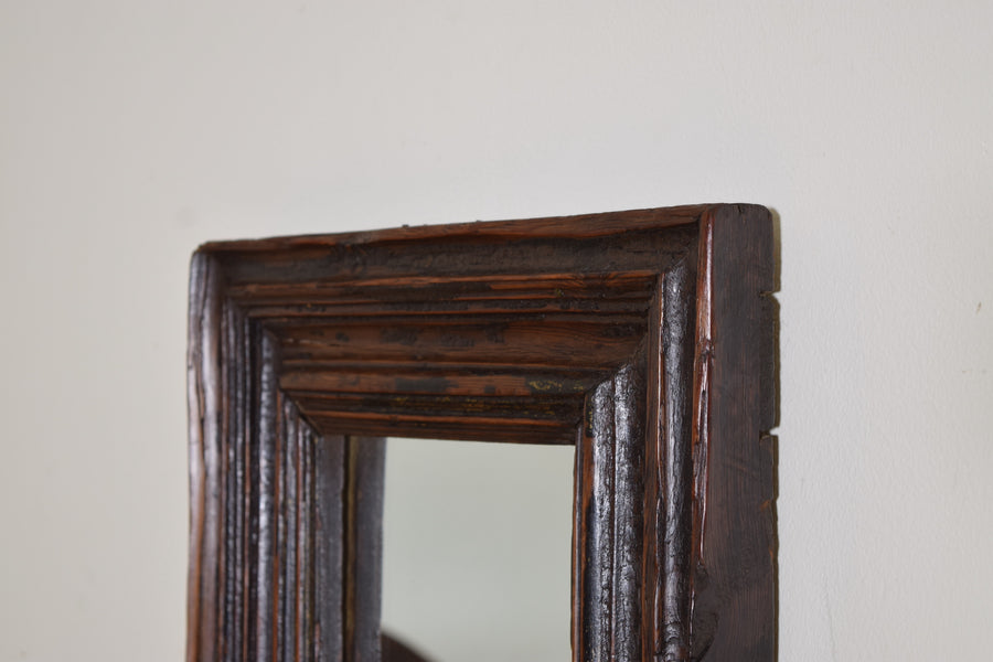 Small Shaped and Painted Walnut Mirror