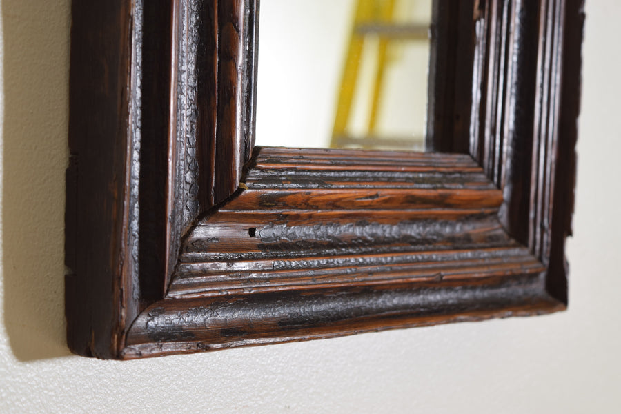 Small Shaped and Painted Walnut Mirror