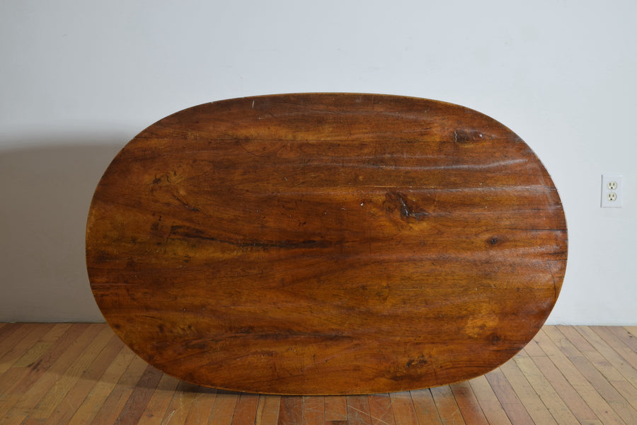 Walnut Oval 1-Drawer Center or Dining Table