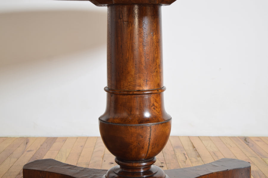 Walnut and Leather-Top Center or Library Table